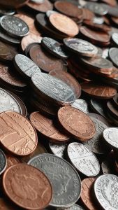 silver and brown round coins